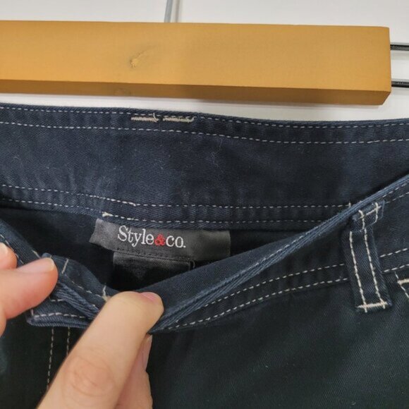 Style  Co Women's Navy Blue Comfy Soft Jean Cotton-Blend Wide Leg Pants Size 6 - Picture 6 of 11